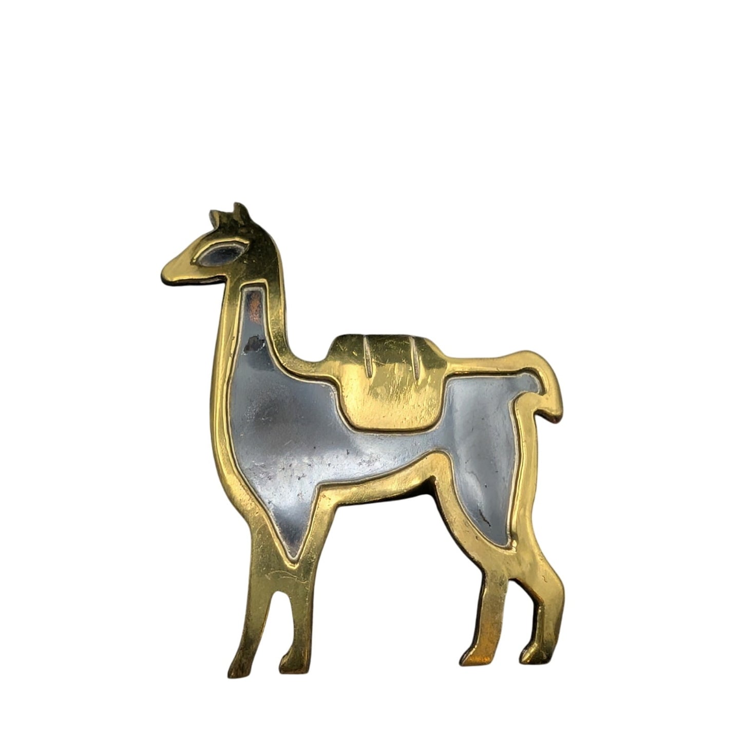 Vintage Enamel Brass Camel Llama Pin Brooch