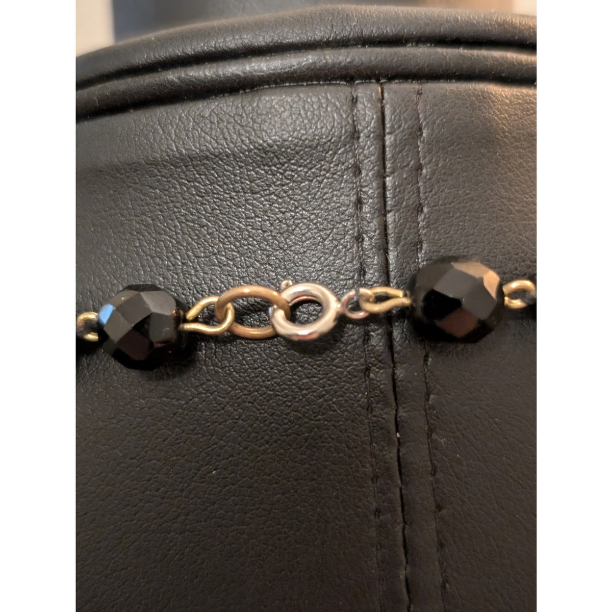 Vintage Jet Black Glass Faceted Graduated Bead Strand 30" Necklace
