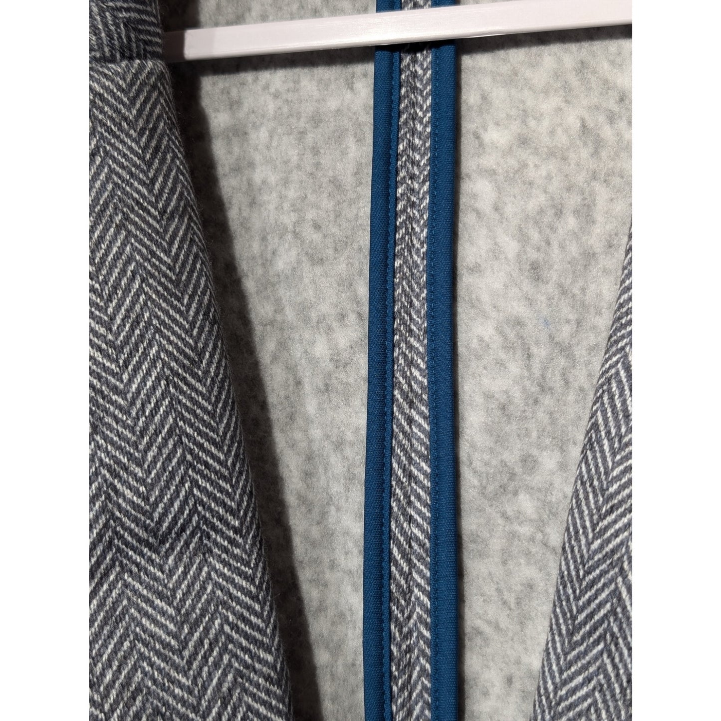 Lands' End Gray Chevron-Herringbone Fleece-Lined One Button Blazer Womens Sz 2X