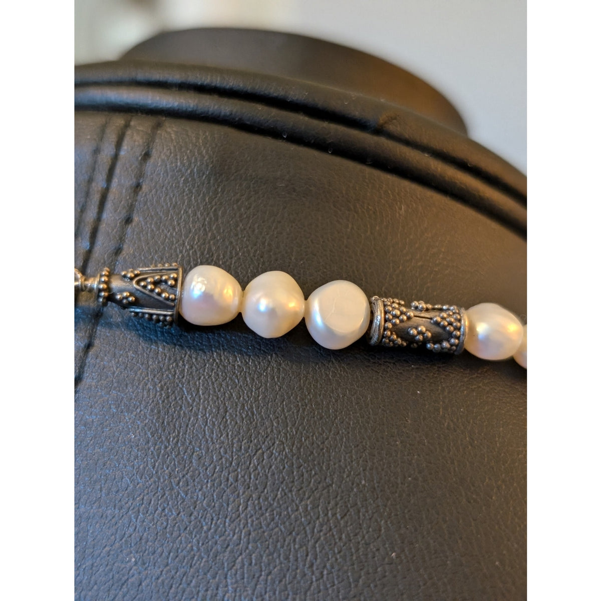 Freshwater Pearl Balinese Sterling Silver Toggle Clasp 16.5" Necklace