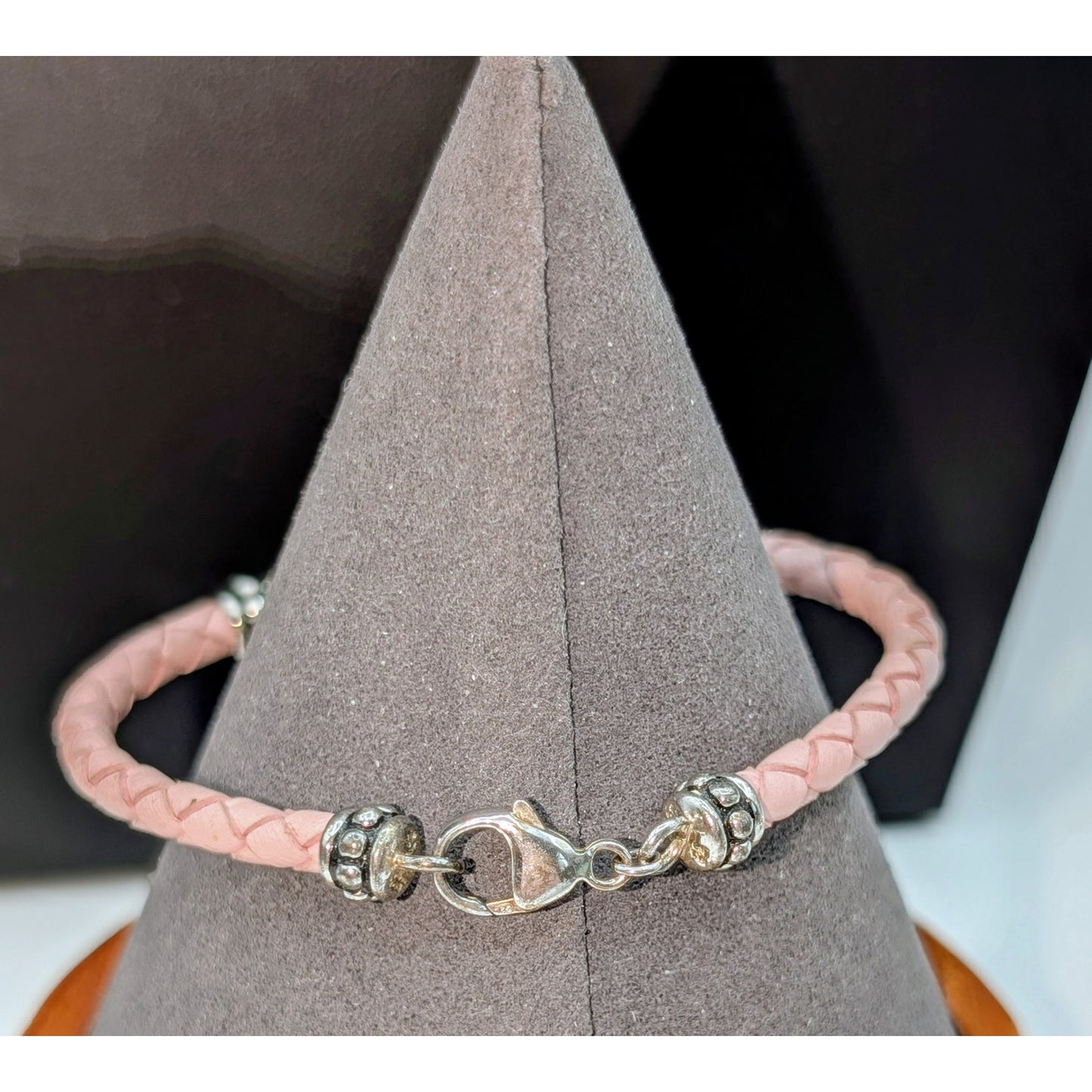 Honora Pearl Pink Braided Leather 925 Sterling Silver Bracelet