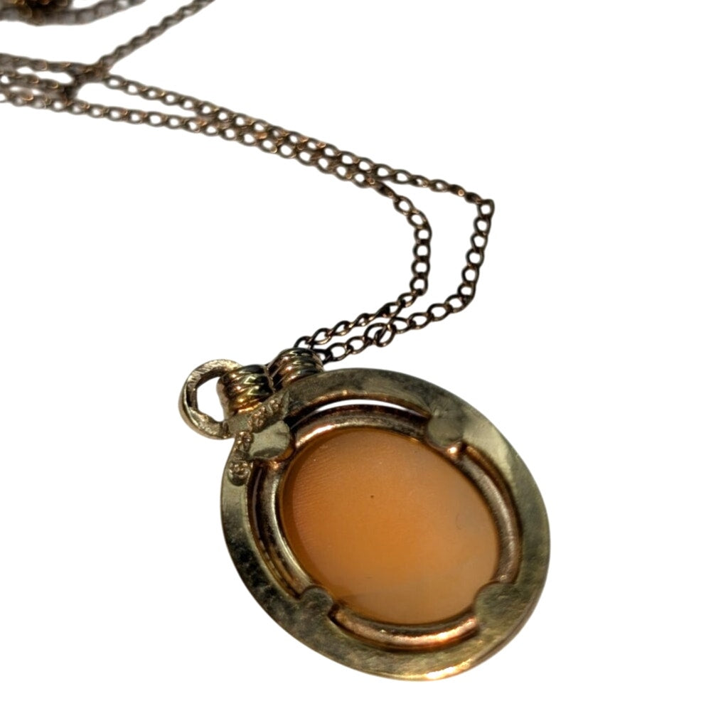 Vintage 12K Yellow Gold Filled Carved Shell Cameo Pendant 18" Necklace