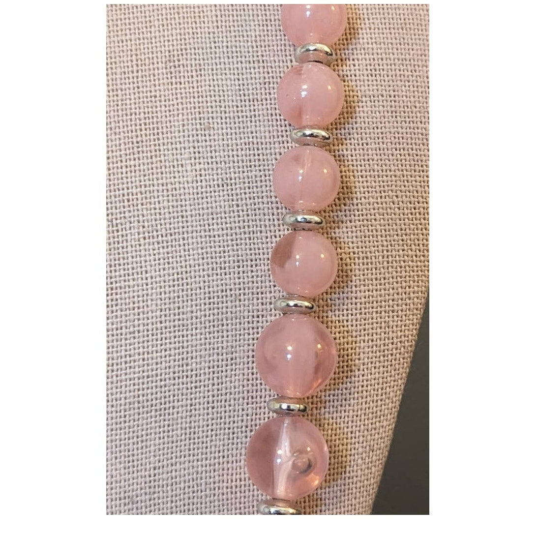 Vintage Graduated Pink Acrylic Beads with Silver Tone Spacer Beads
