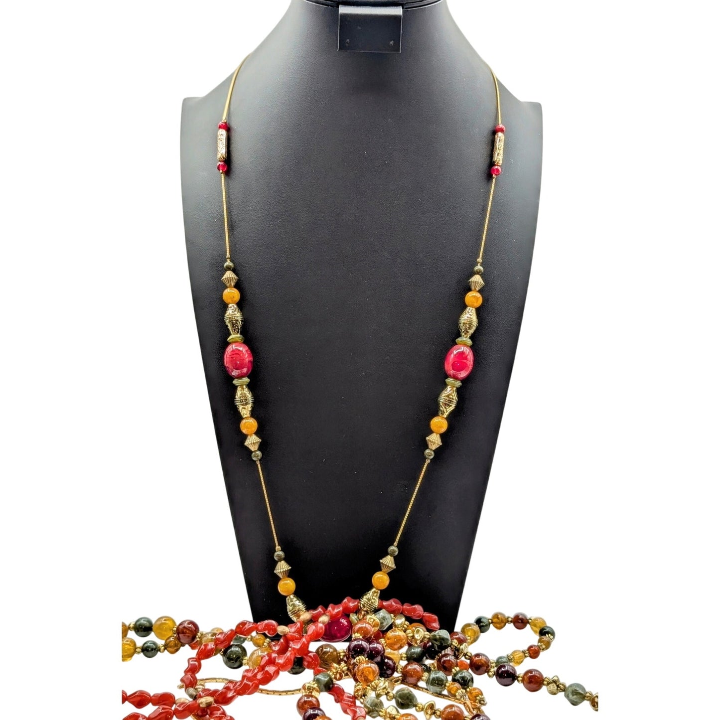 Mixed Lot of Fall Colors Gold Tone Six Layered Necklaces