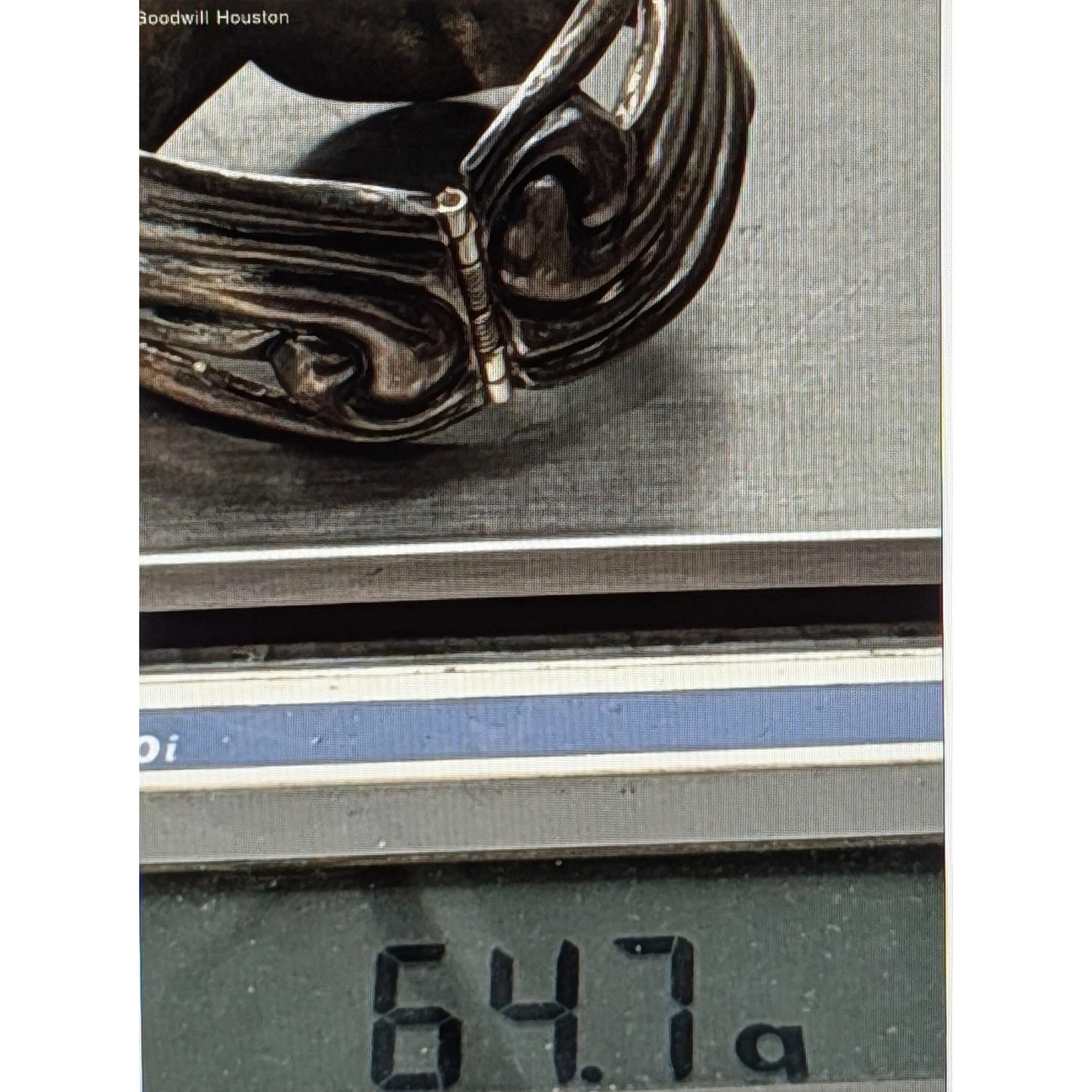 Vtg Taxco Signed ES Mexican Modernist 925 Sterling Scrolled Clamper Bracelet