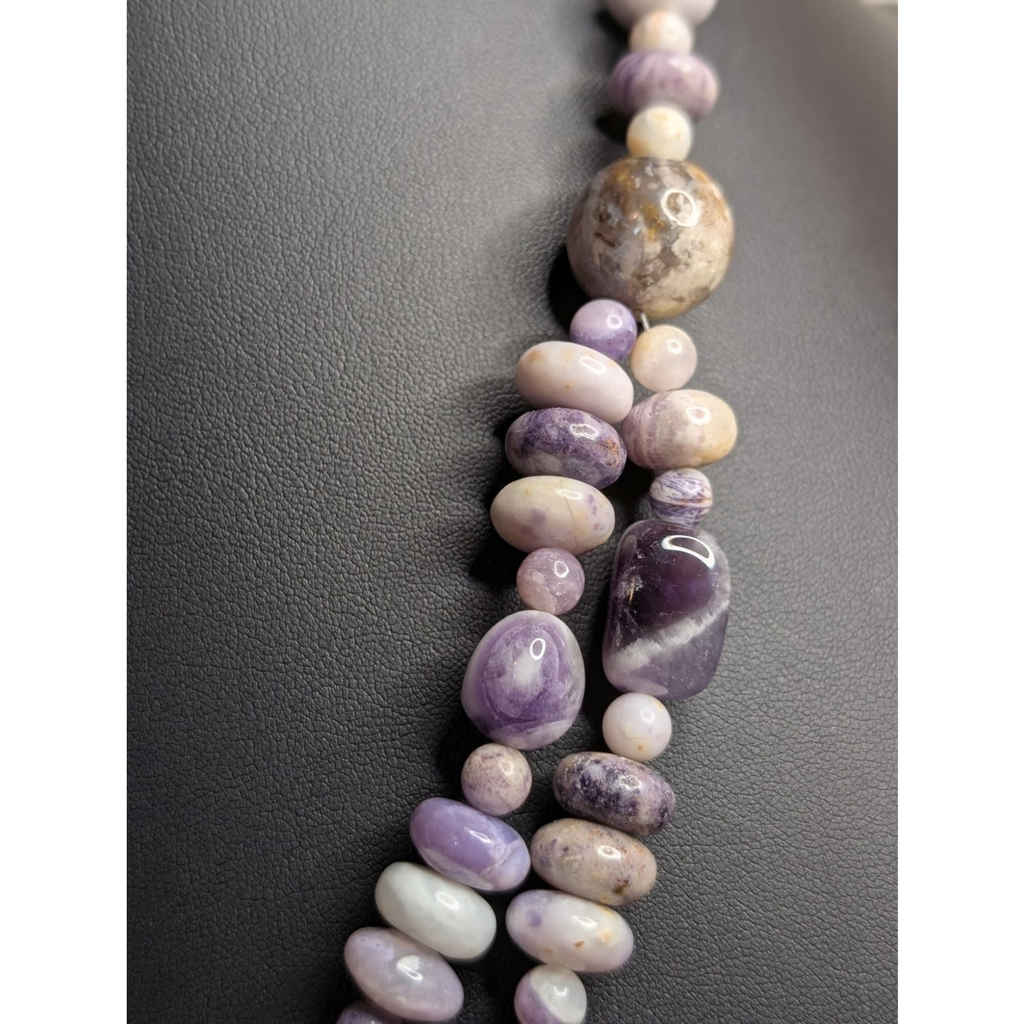 Jay King DTR 925 Sterling Amethyst Jadeite Bead Single to Double Strand Necklace