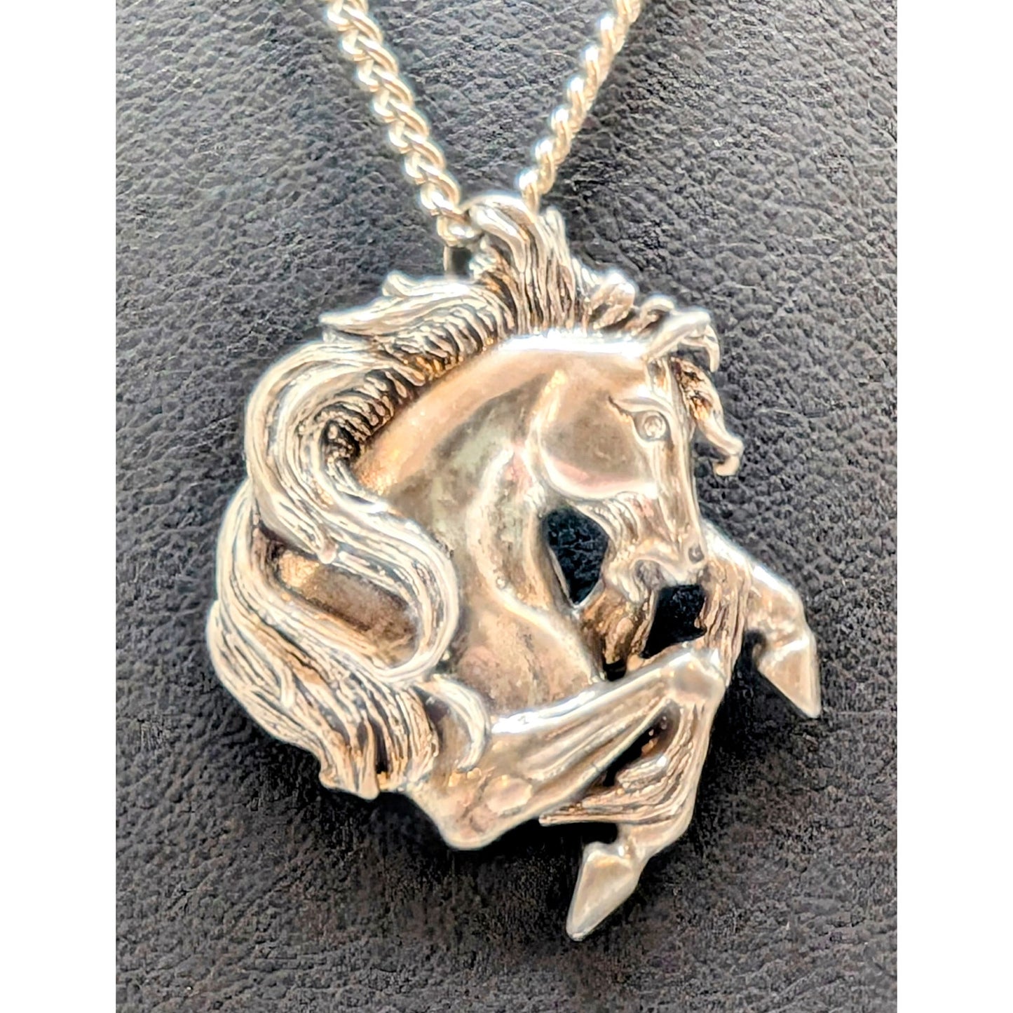 Vintage Signed Arthur Yazzie 925 Sterling Silver Handmade Horse Pendant Necklace