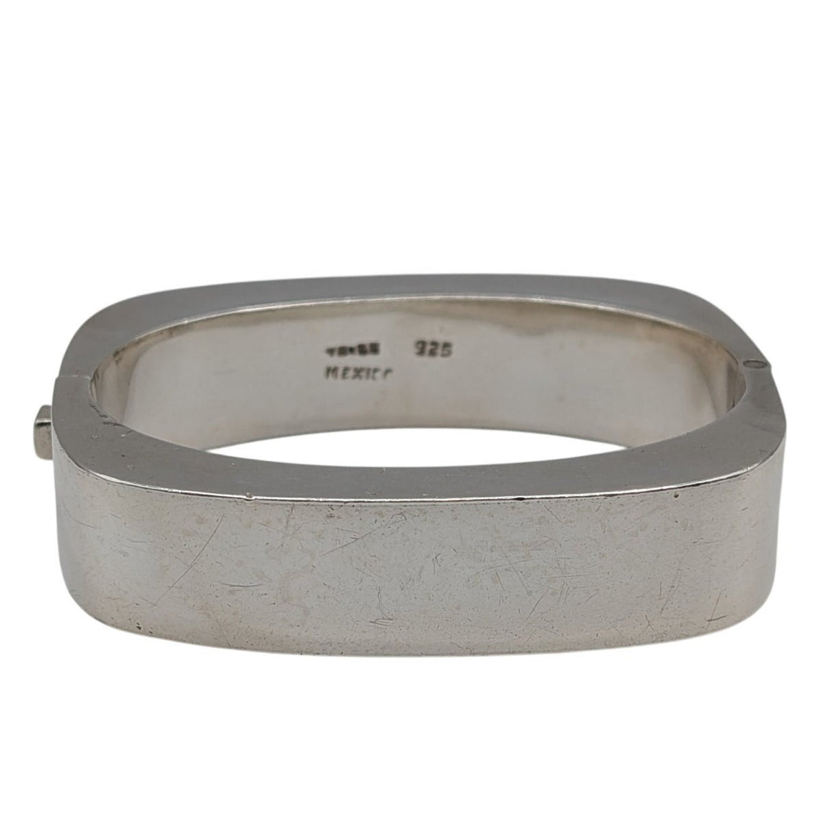 Vintage Taxco 925 Sterling Mexico Chunky Rectangle Hinged Bangle Bracelet