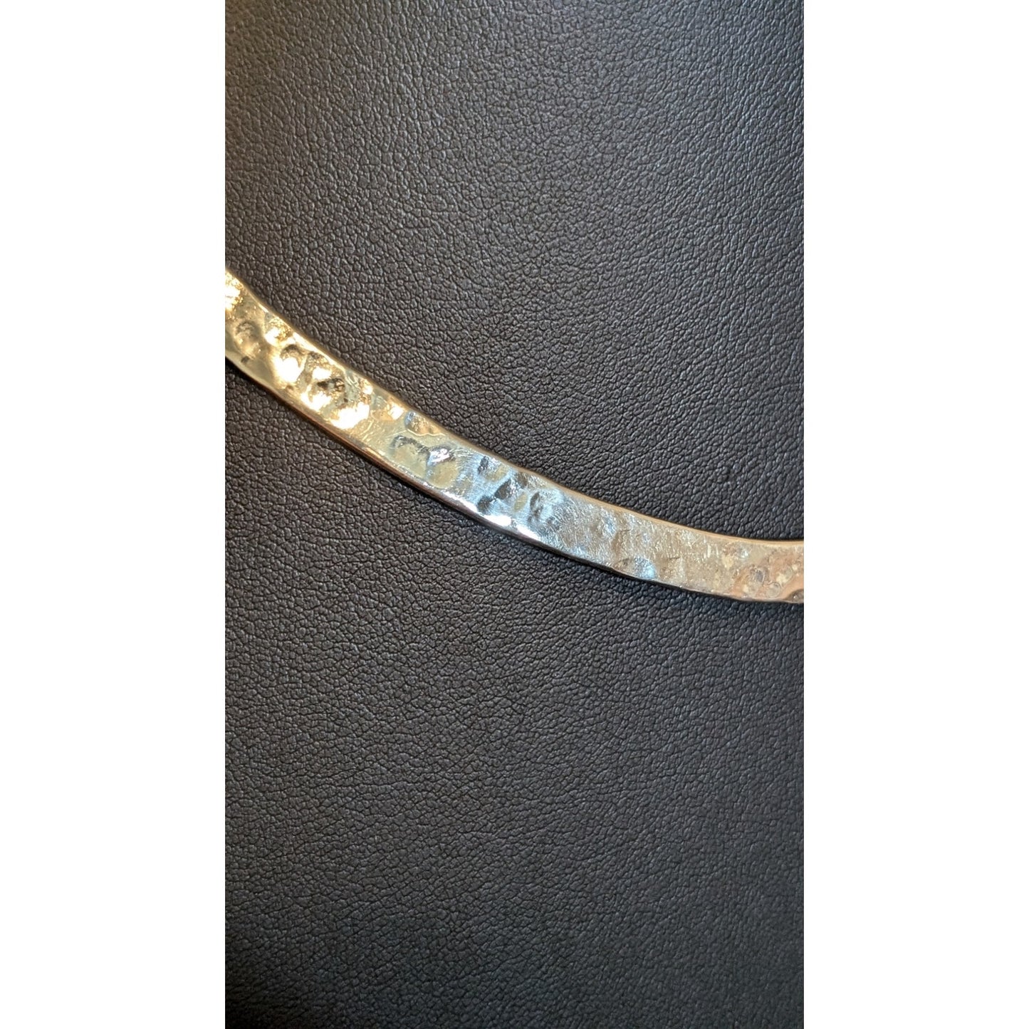Silver Plated Unmarked Hammered Collar Torque Necklace