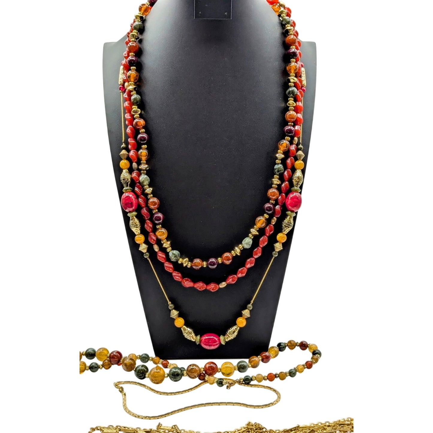 Mixed Lot of Fall Colors Gold Tone Six Layered Necklaces