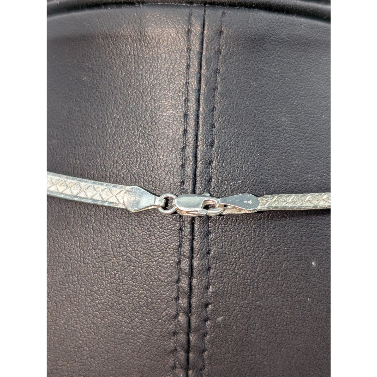 Vintage 30" Diamond Cut Herringbone Chain Necklace