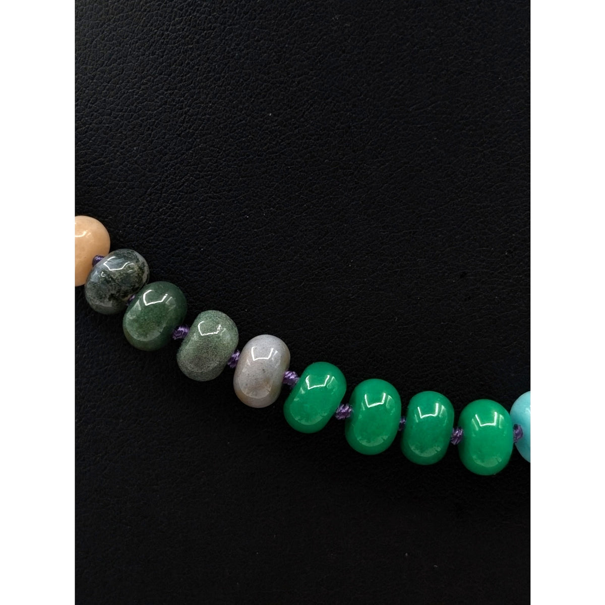 Colorful Natural Gemstone Hand-Knotted Bead 14K Gold Plated Clasp 18" Necklace