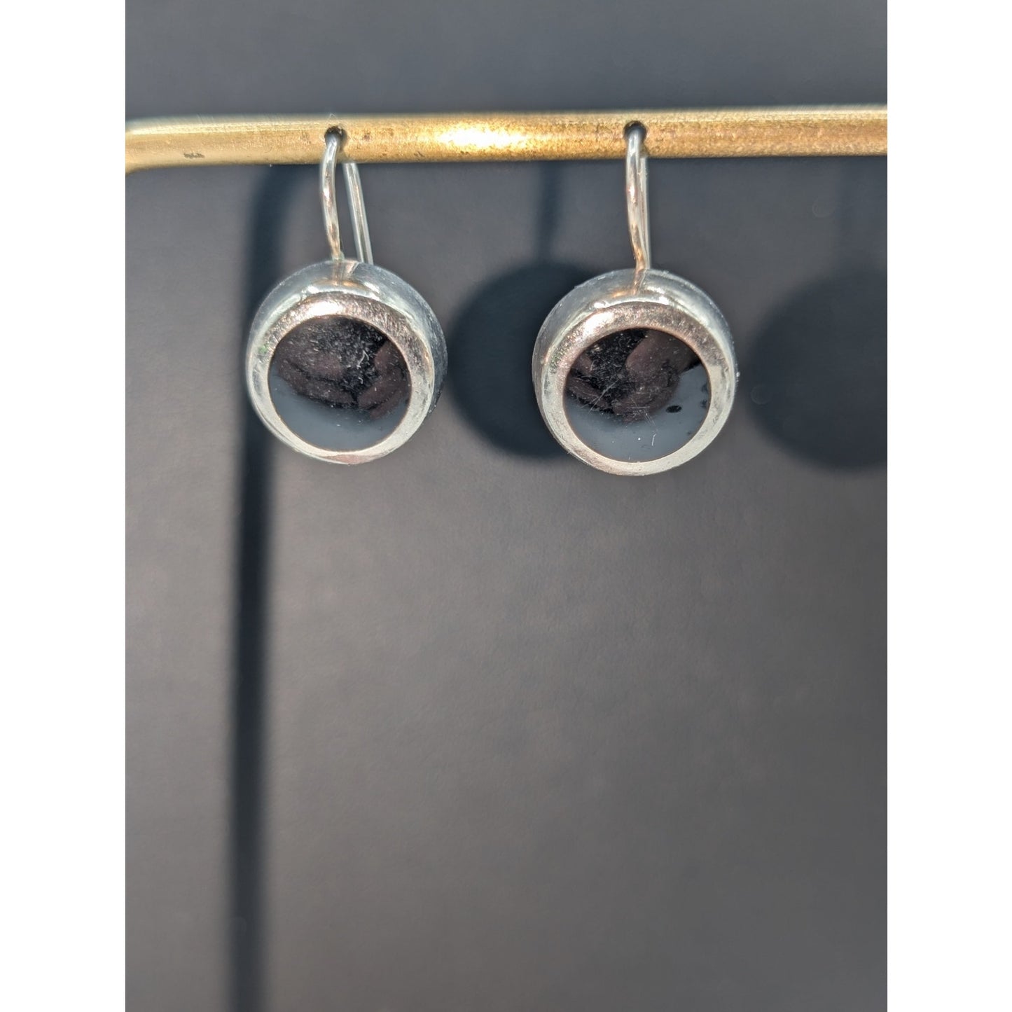 Retired Silpada Black Onyx Inlay Sterling Silver Wire Earrings