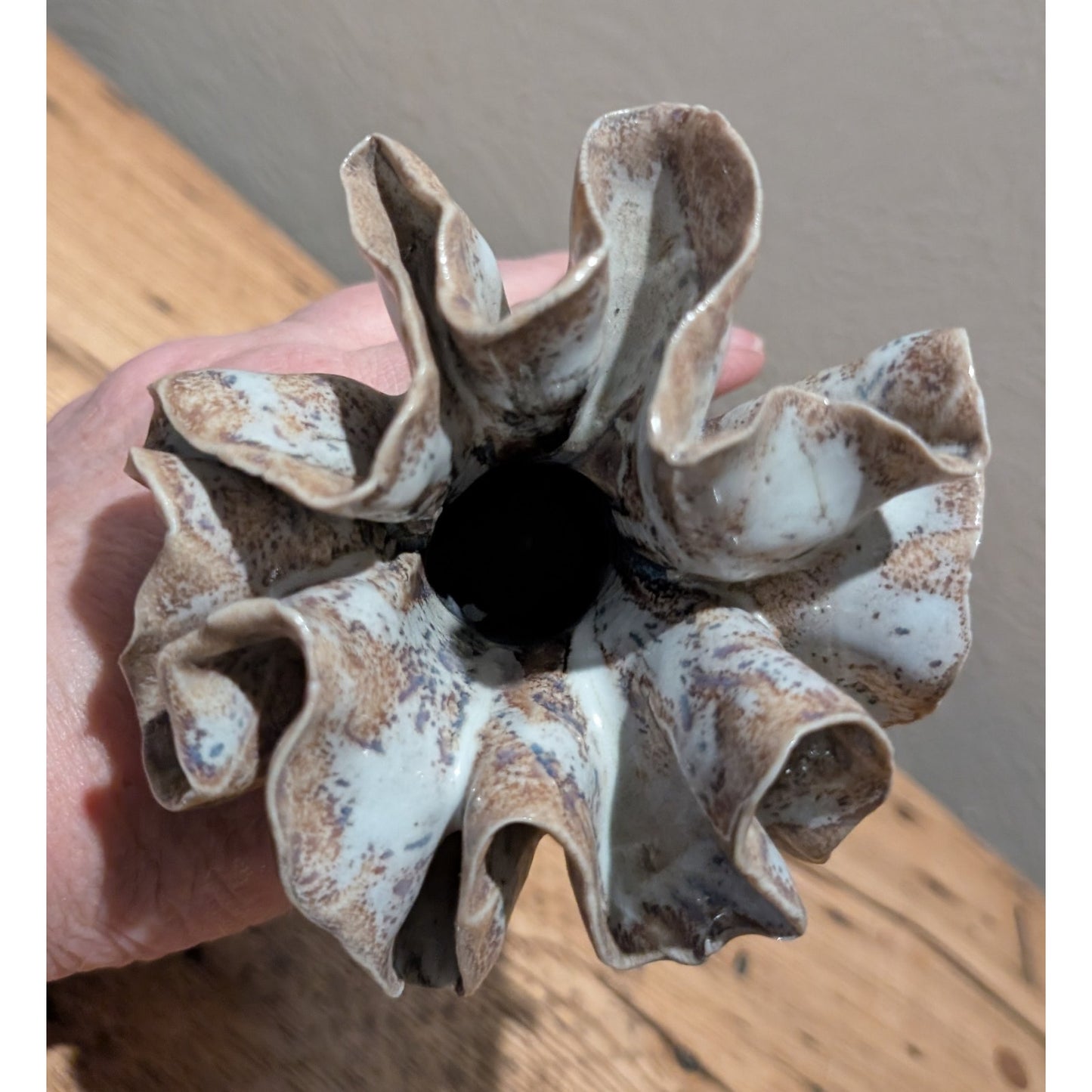 Unsigned Hand-Built Drapery Fold Studio Pottery Vase