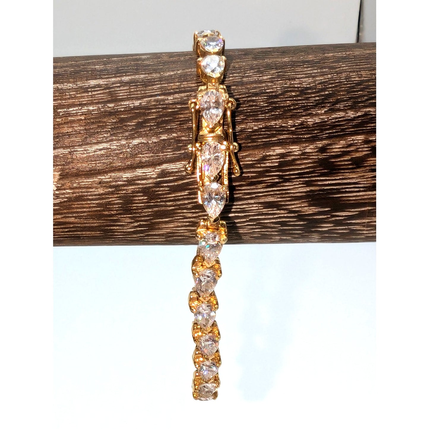 925 Sterling Vermeil Teardrop CZ Tennis Bracelet