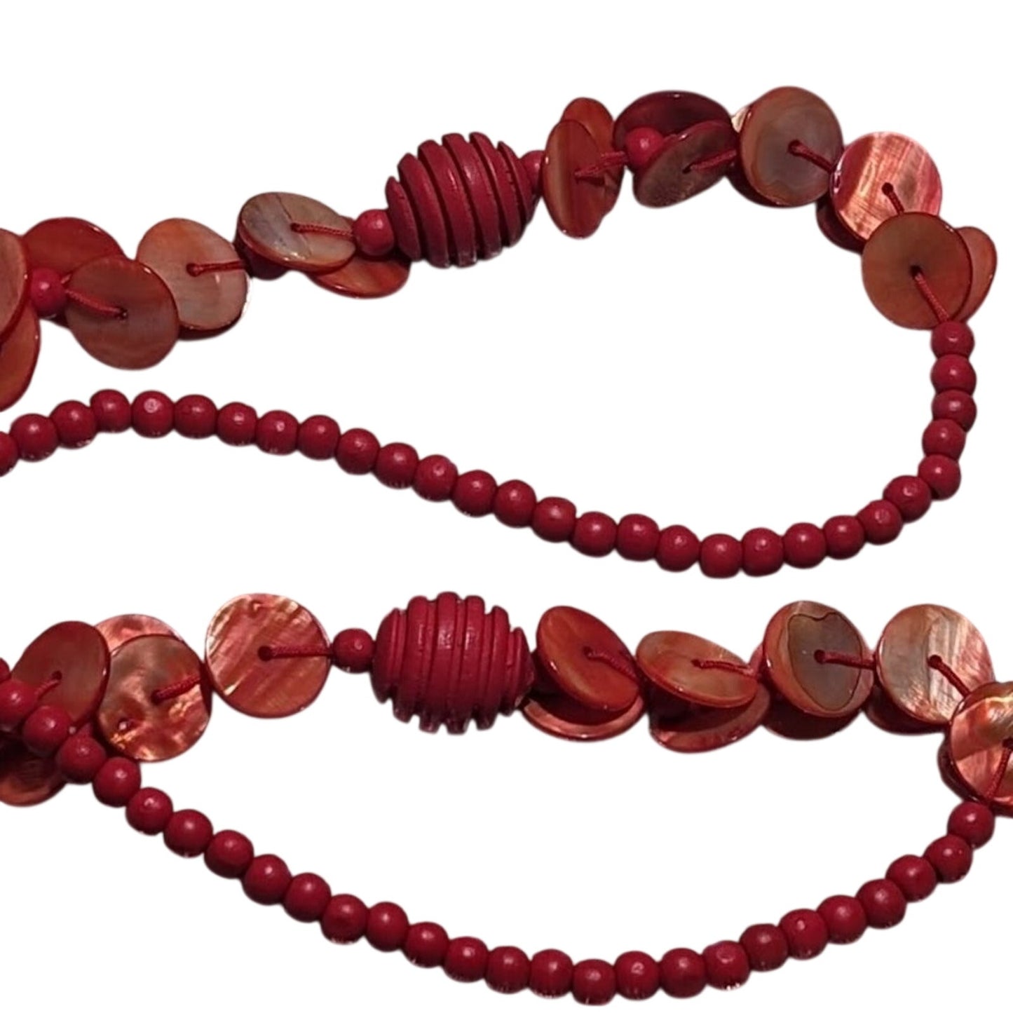 Vintage Orange Shell & Wooden Bead Necklace