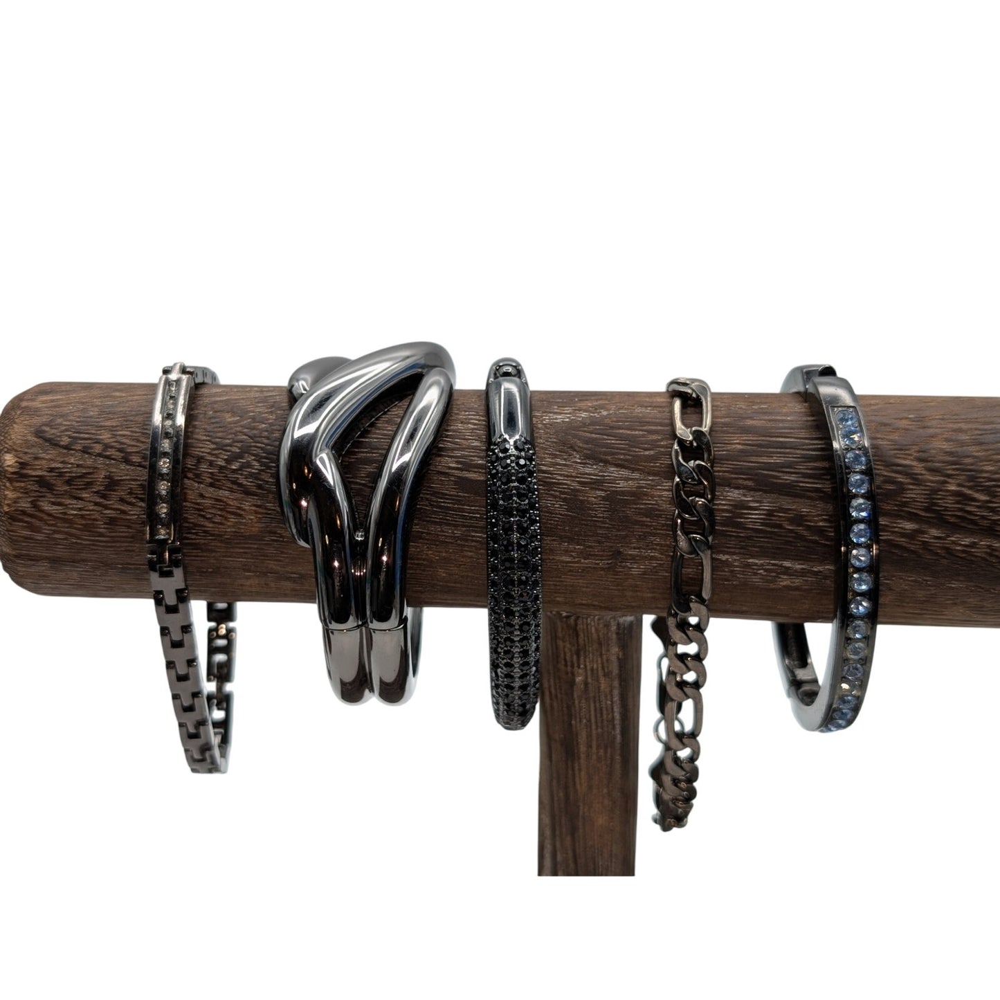 Lot of Five Gun Metal Bracelets