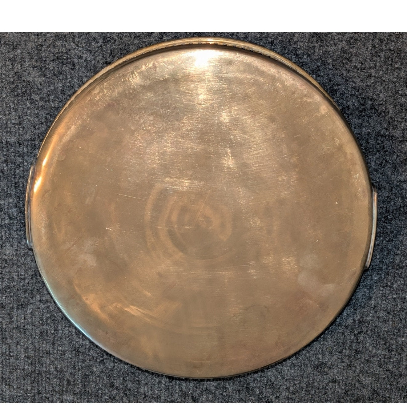 Vtg Brass Round Tray W/ Pierced Heart Gallery Decorative Serving or Vanity Tray