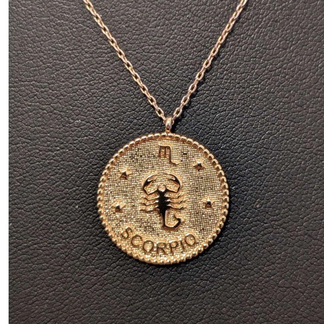 Gold Tone Scorpio Pendant Necklace