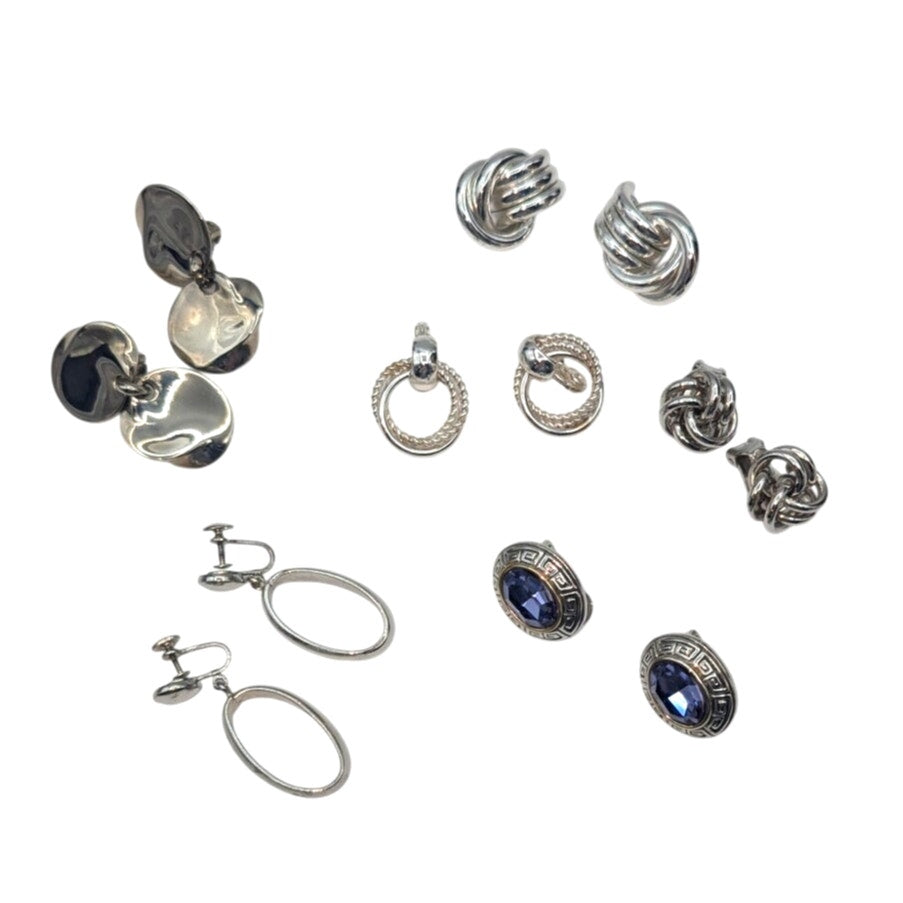Lot of Six Pair of Vintage Silver Tone Earrings