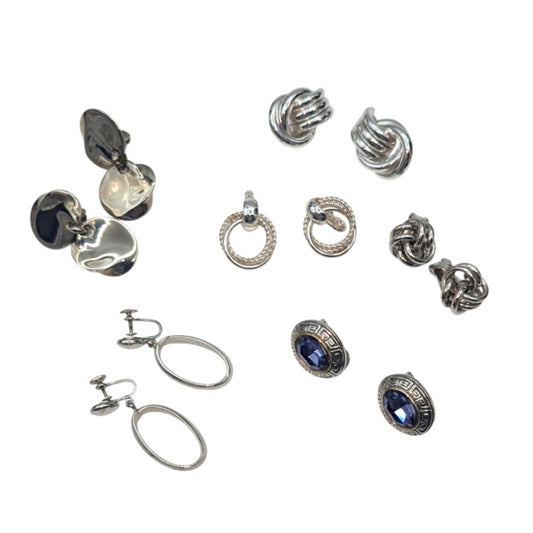 Lot of Six Pair of Vintage Silver Tone Earrings