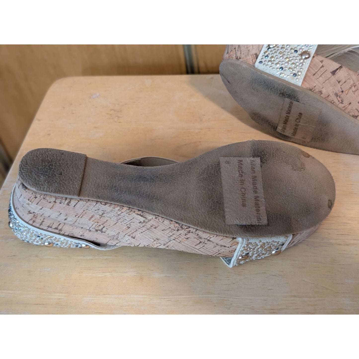 Corkys Summit Metallic Studs Criss Cross Wedge Open Toe Sandals Size 8