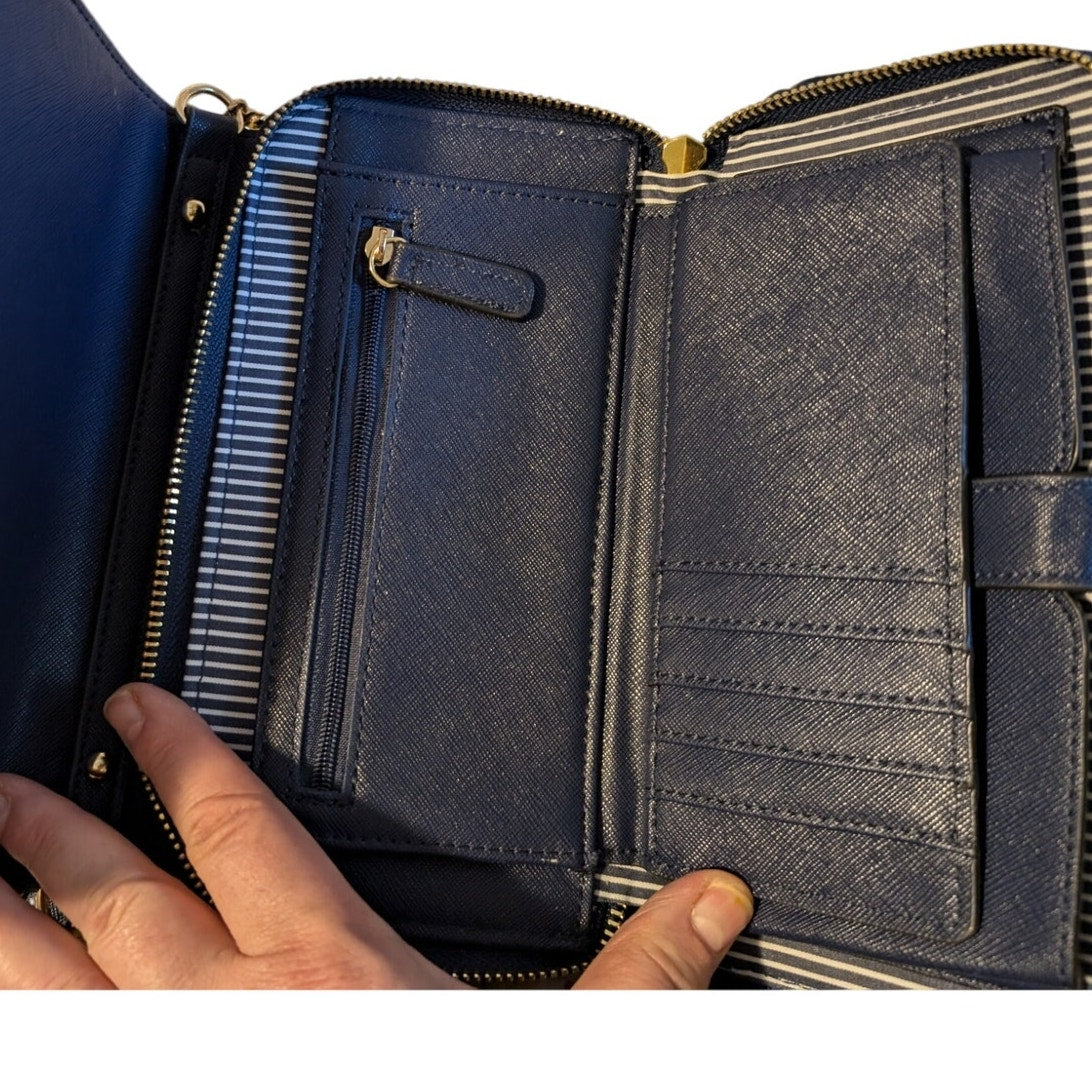 Crown & Ivy Navy Polka Dot One Size Crossbody Bag