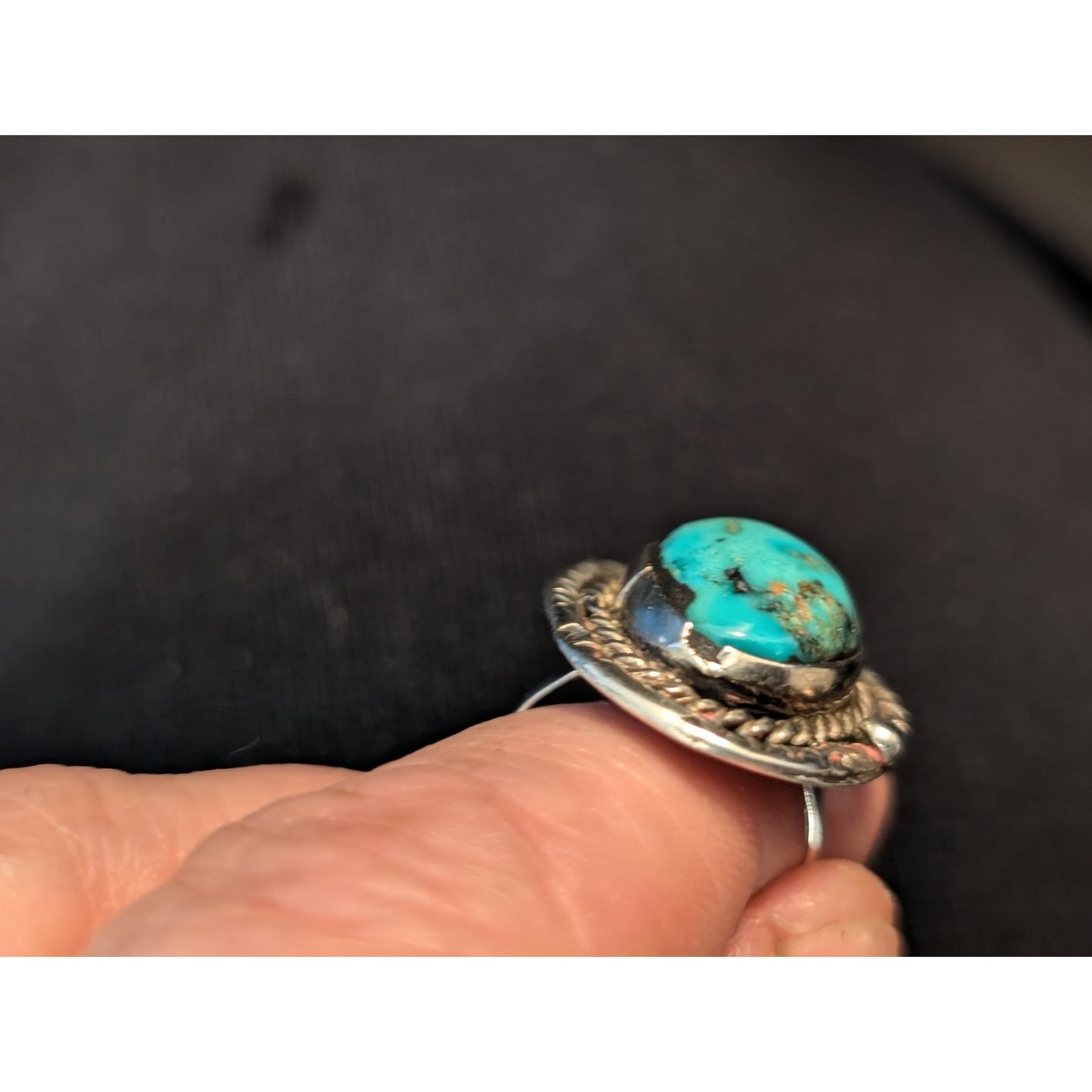 Vintage 925 Sterling Silver Native American Turquoise Ring Size 5.25