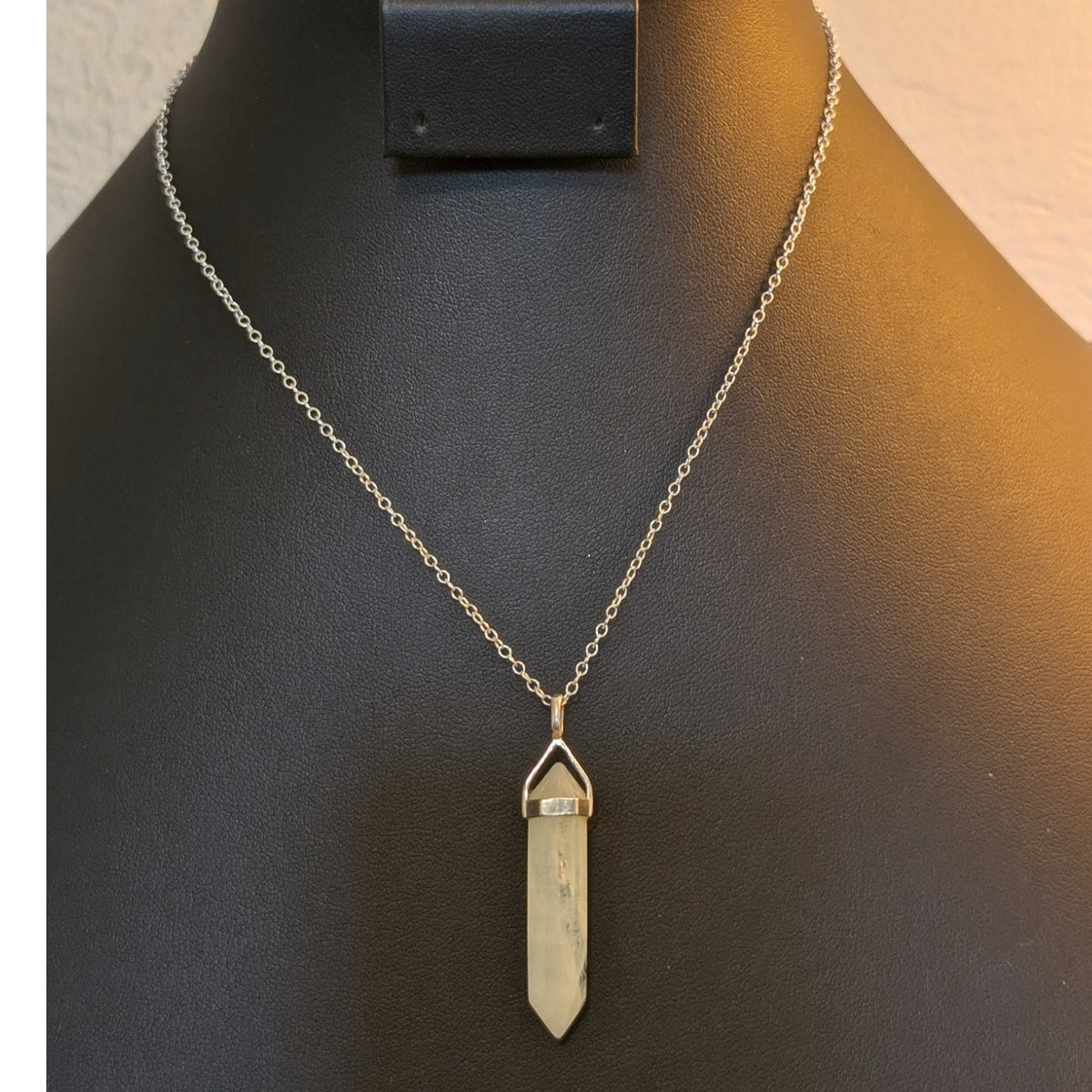 925 Sterling Silver Quartz Pendant 16" Necklace