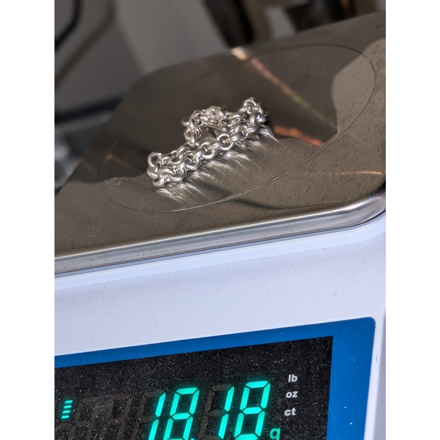 925 Italy Sterling Silver Rolo Link Toggle Clasp Bracelet 18.18g