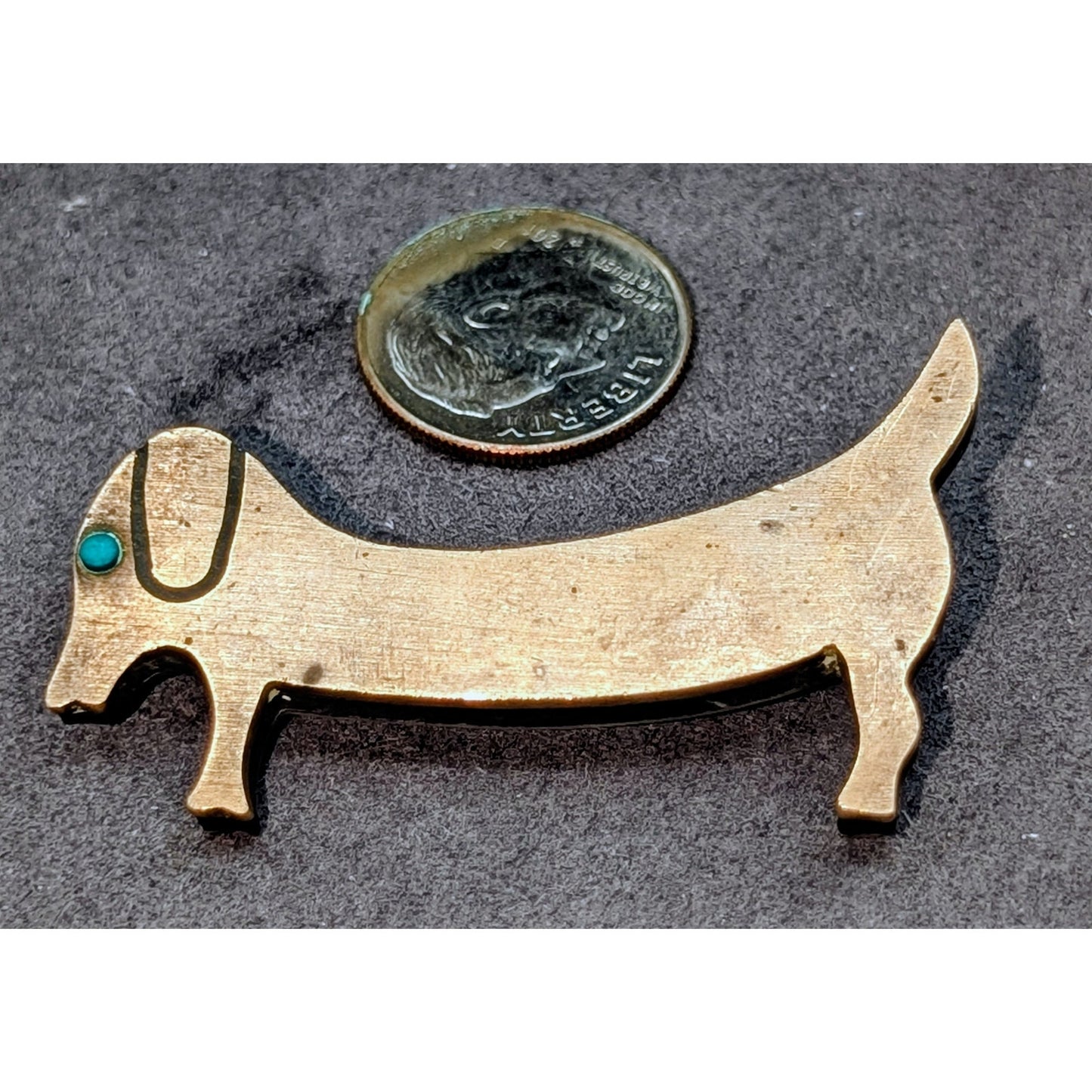 Tono Piedra Negra Taxco Mexico 1950s Sterling Silver Turquoise Modernist Dog Pin
