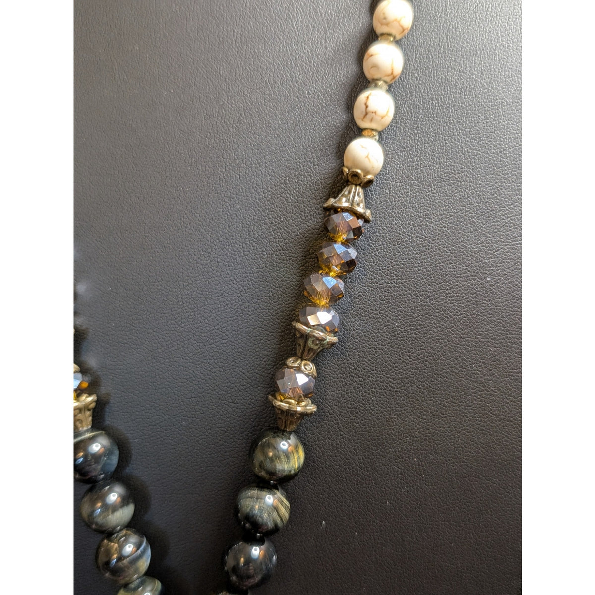 Fabulina Designs Horn Pendant Crystal Stone Bead Boho 32" Necklace