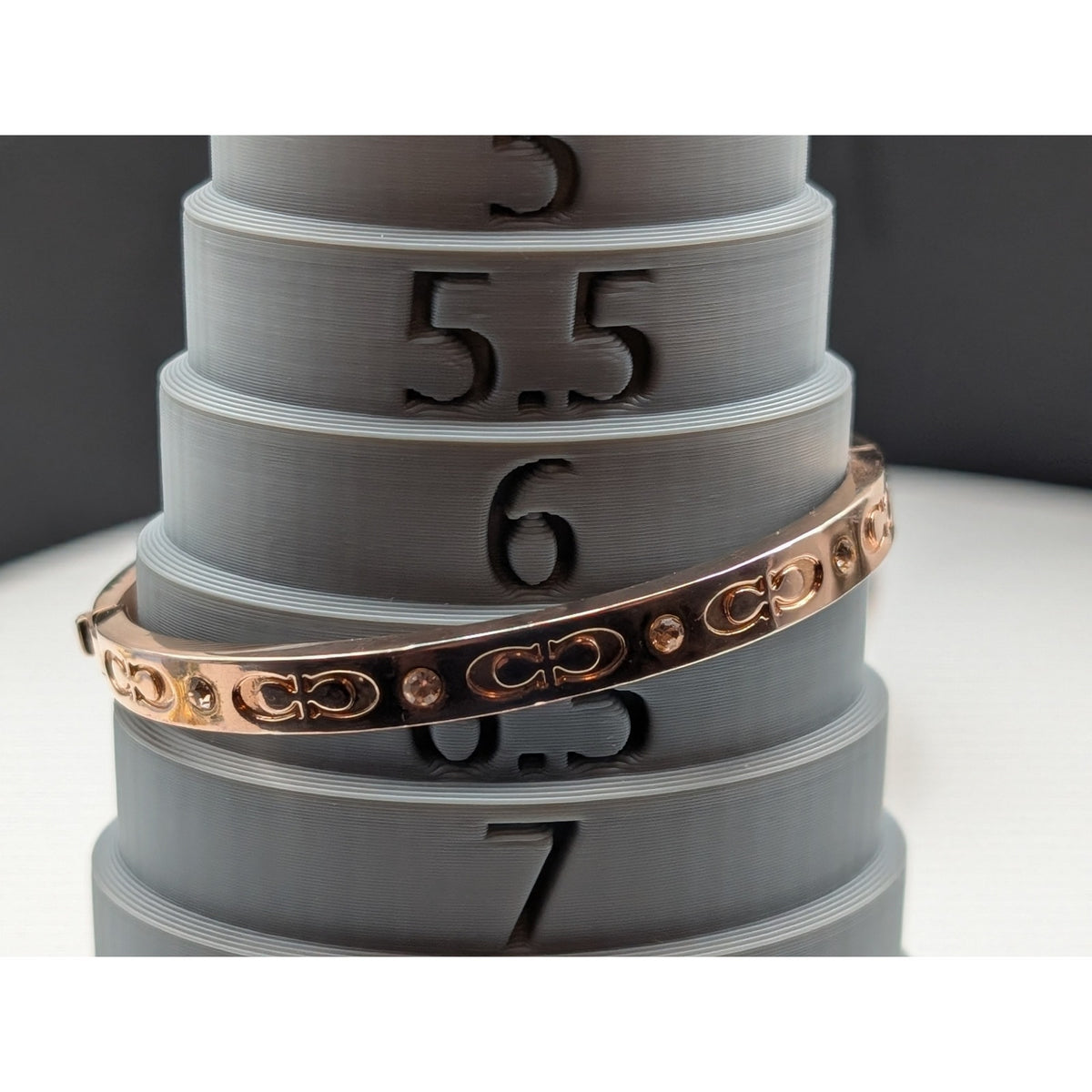 Coach Outlet Signature Kissing 'Cs' Hinged Plated Rose Metal Bangle Bracelet