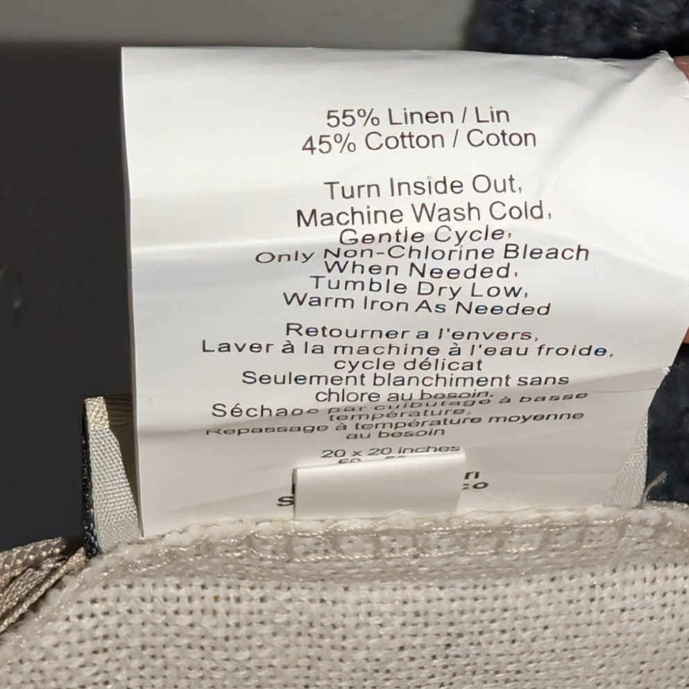 Pottery Barn Linen Cotton 20X20 Sunflower Decorative Pillow Feather Fill Insert