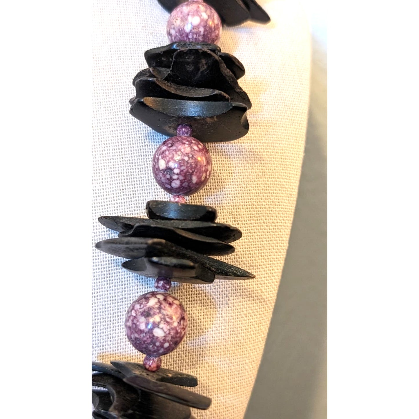 Mottled Purple Stone/Glass Large Chip Necklace