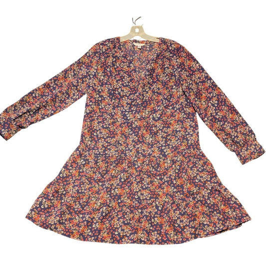 Time and Tru Long Sleeve Floral Knee Length Two Tiered Women's Dress Sz M 8-10