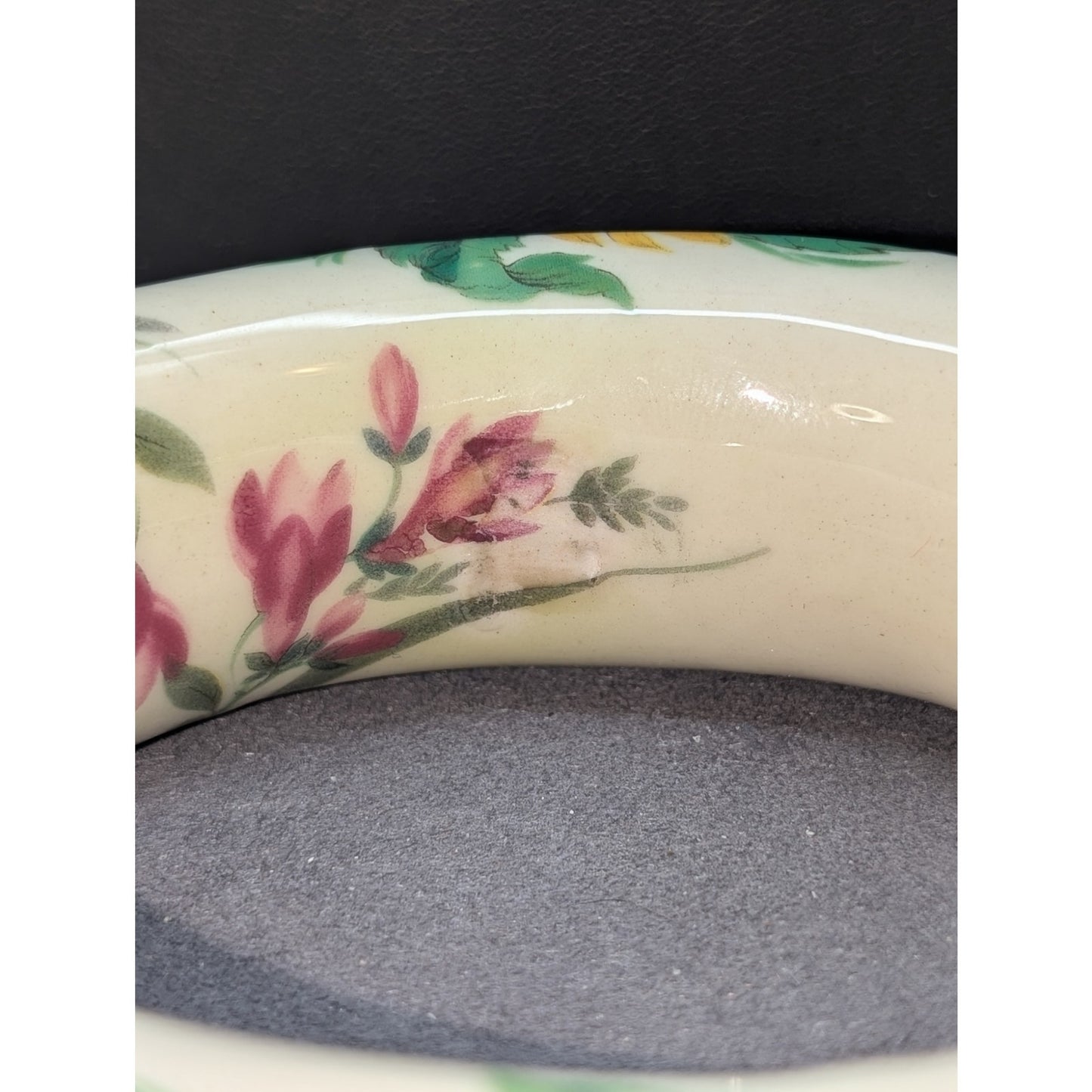 Artisan Sandra Pailet Sunflower Ceramic Statement Oval Bangle Bracelet 173.80g