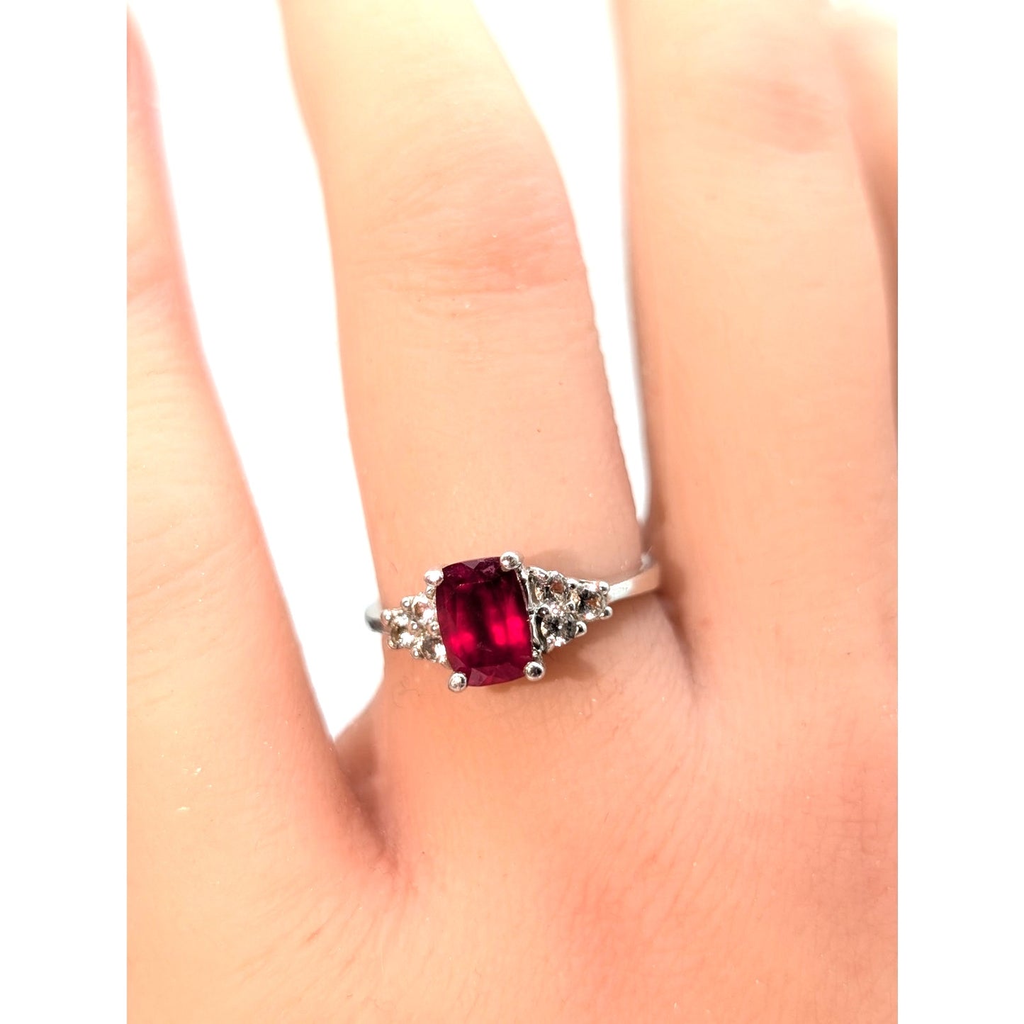 VTG 2.4g STS Chuck Clemency 925 Sterling Silver Ruby White Spinel Ring Size 6