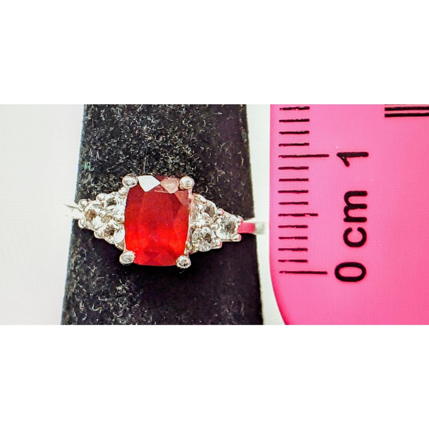 VTG 2.4g STS Chuck Clemency 925 Sterling Silver Ruby White Spinel Ring Size 6