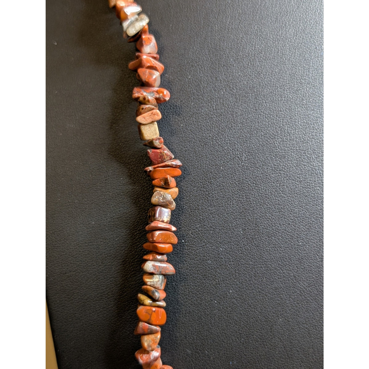 Vintage Brownish Red Gemstone Chip Bead 34" Strand Necklace