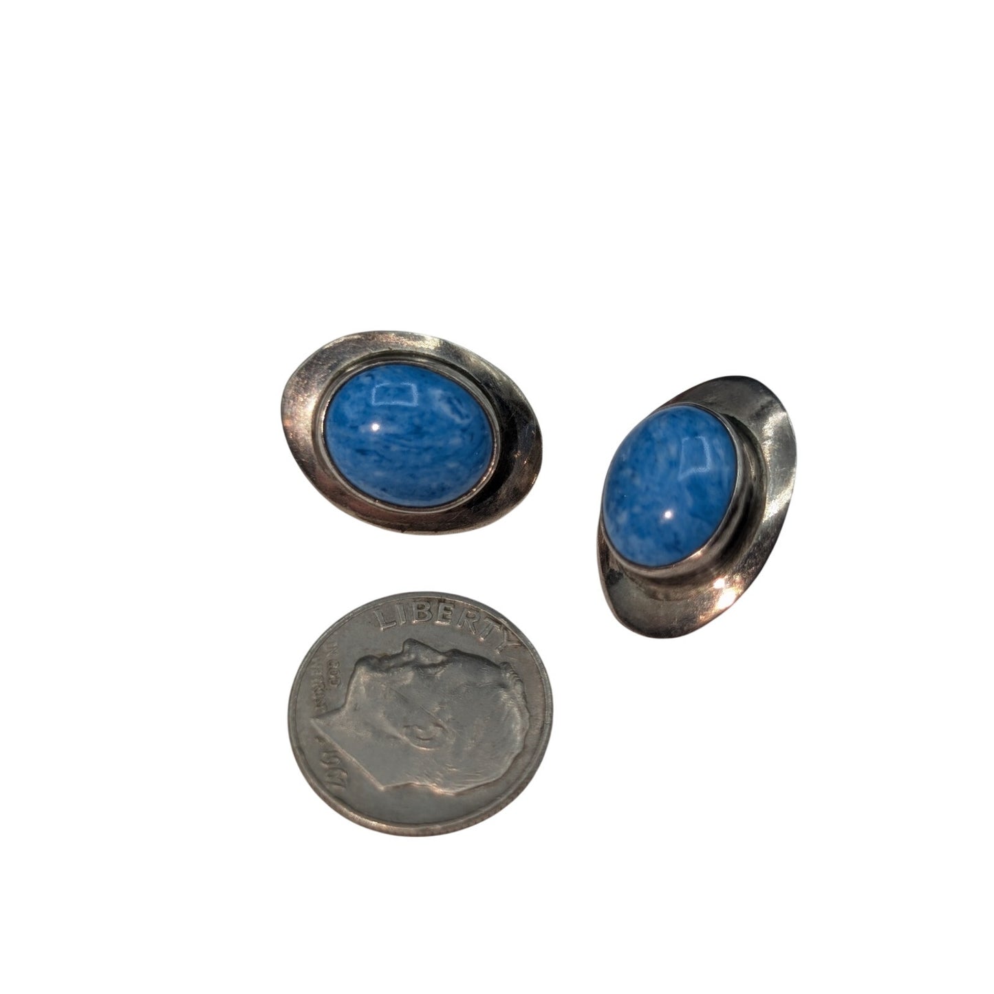 Vintage Sterling Blue Stone Post Earrings