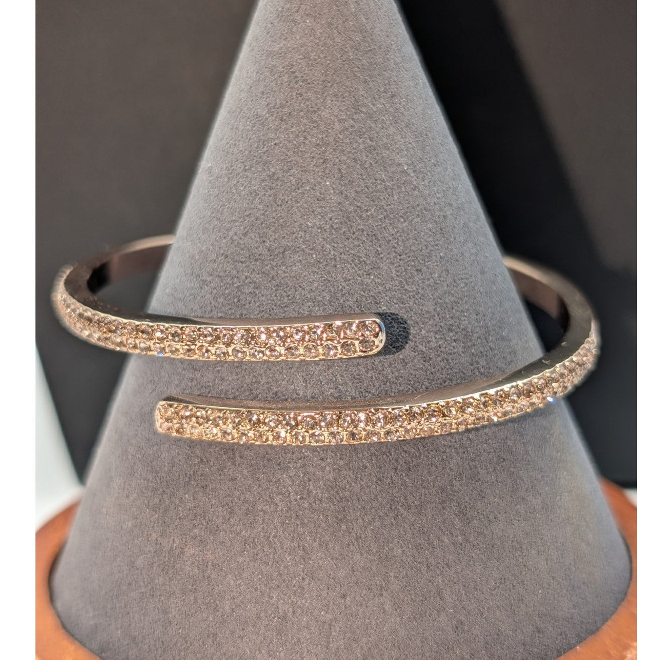 Marked Givenchy Rose Gold Tone Crystal Pave Bypass Cuff Bracelet