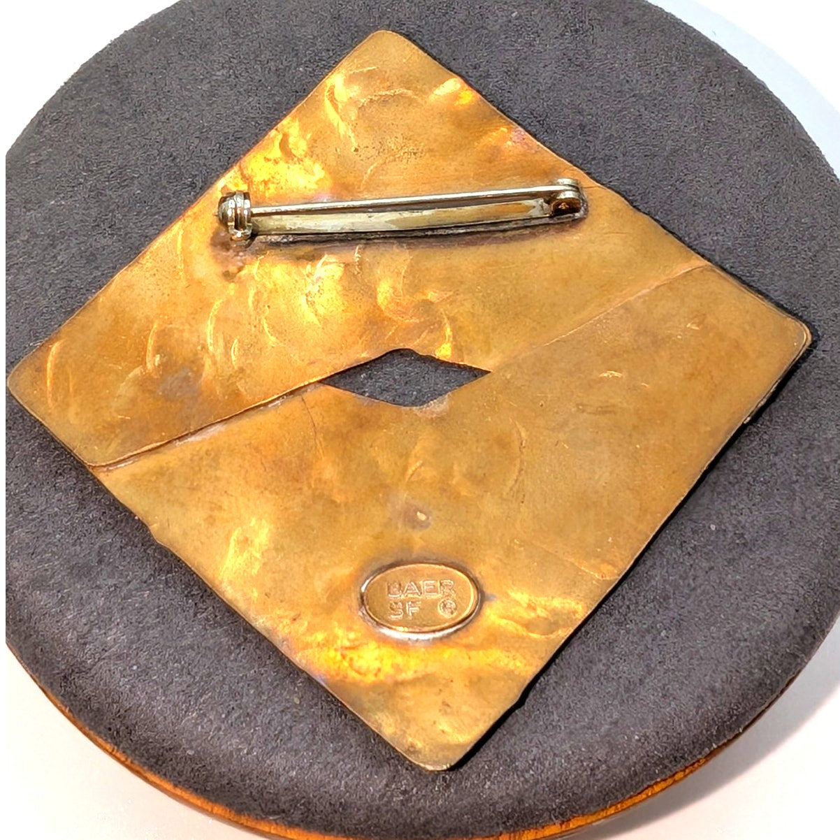 Signed Marjorie Baer of San Francisco Designer Vintage Mixed Metal Brooch
