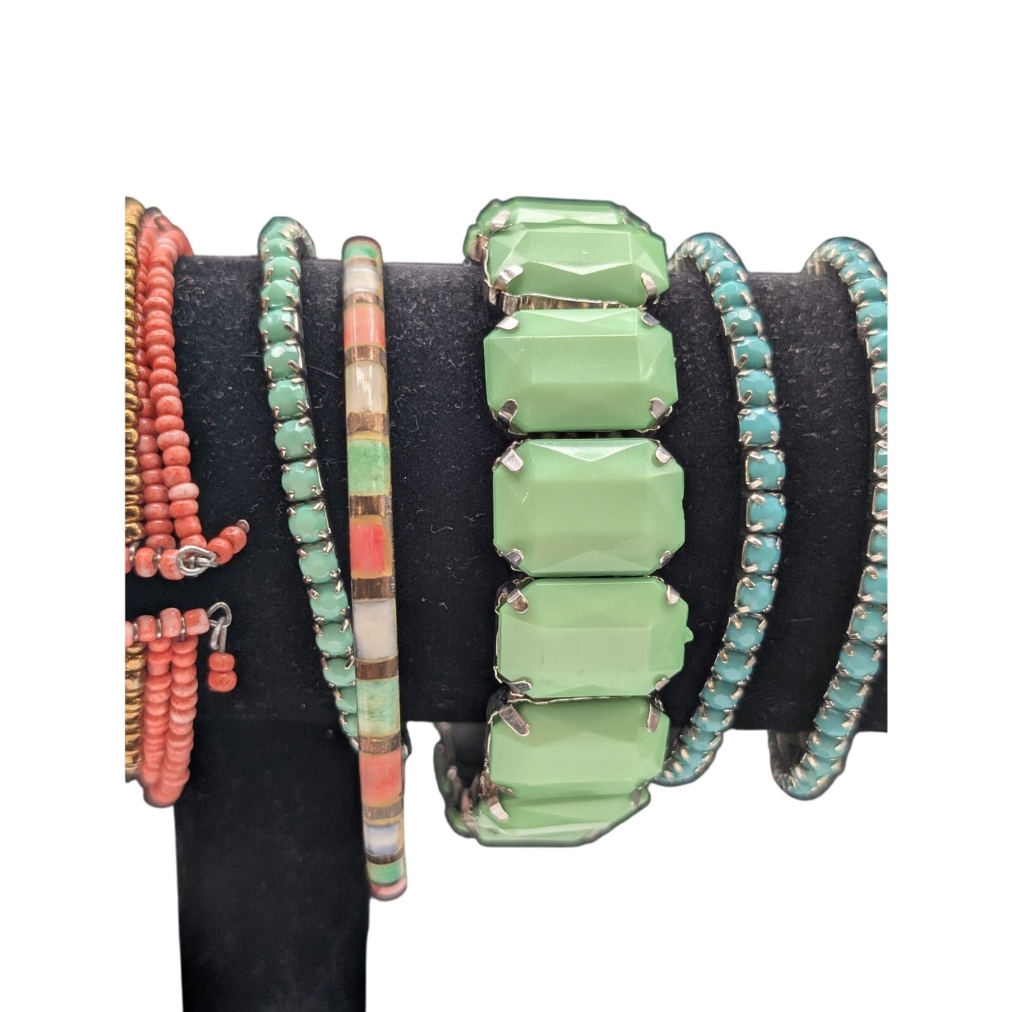 Lot of Nine Mint Coral Bracelets