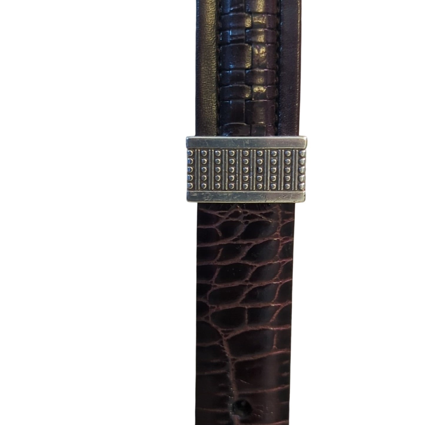 Brighton Classic Brown Textured Leather Belt with Silver Tone Hardware Size 30
