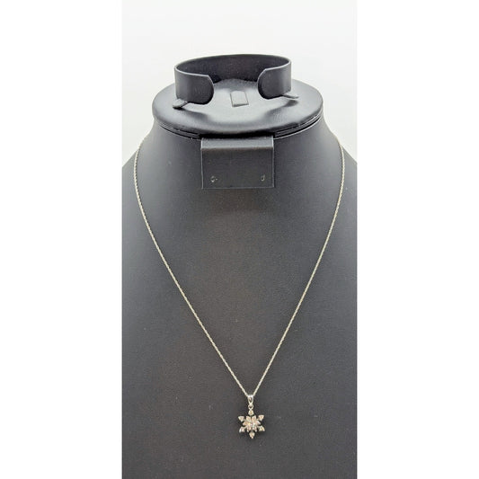 925 Sterling Silver CZ Snowflake Pendant 18" Chain Necklace