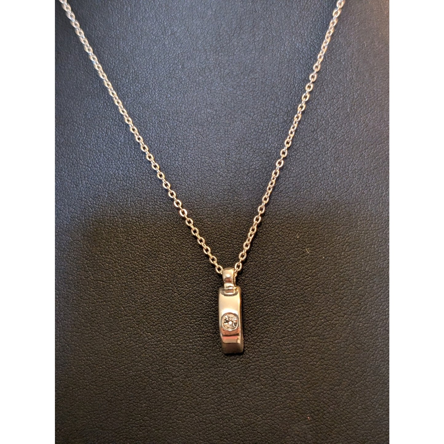 Silver Tone CZ Pendant 16"-19" Necklace