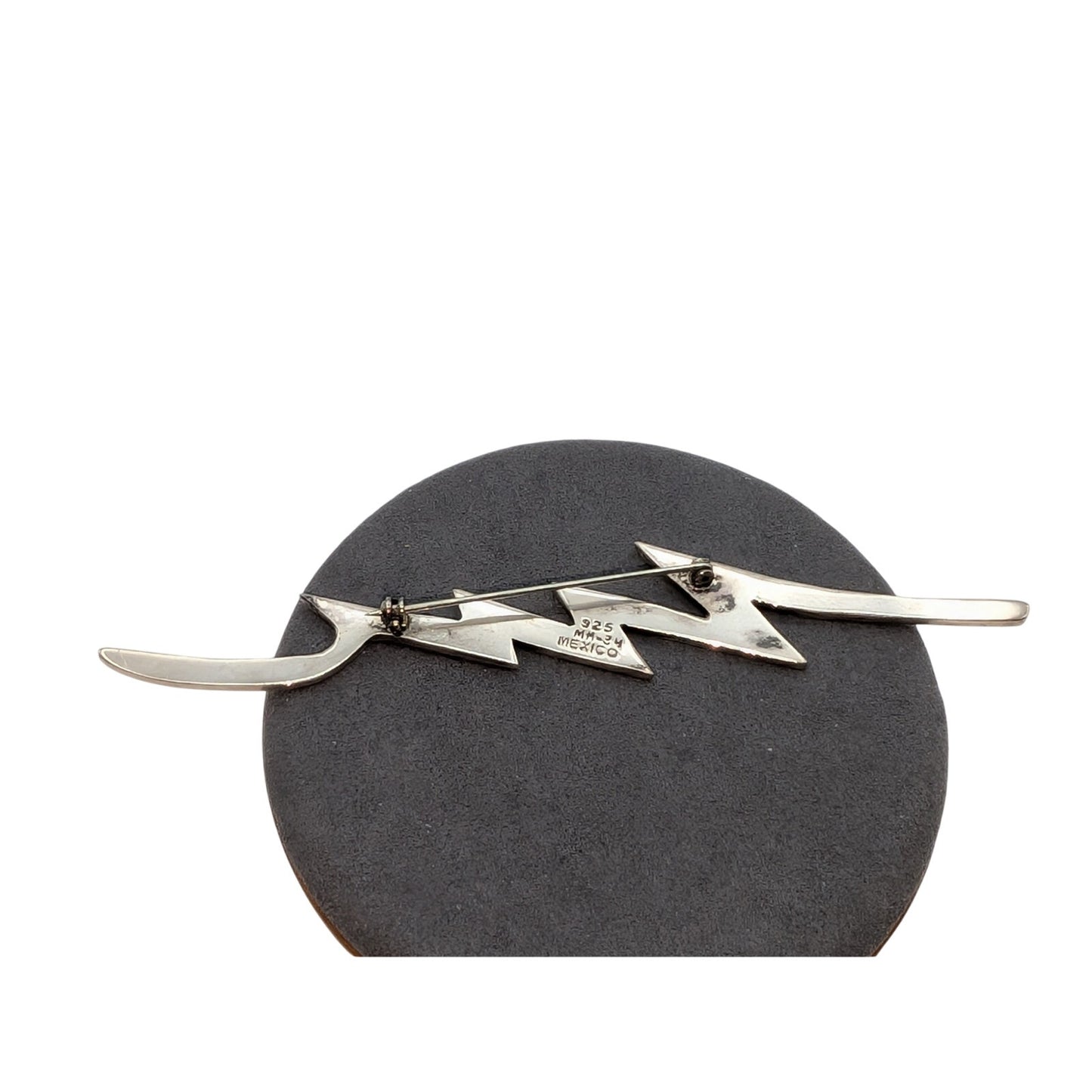 Vintage Estate Taxco Mexico 925 Sterling Silver Lightning Bolt Brooch Pin