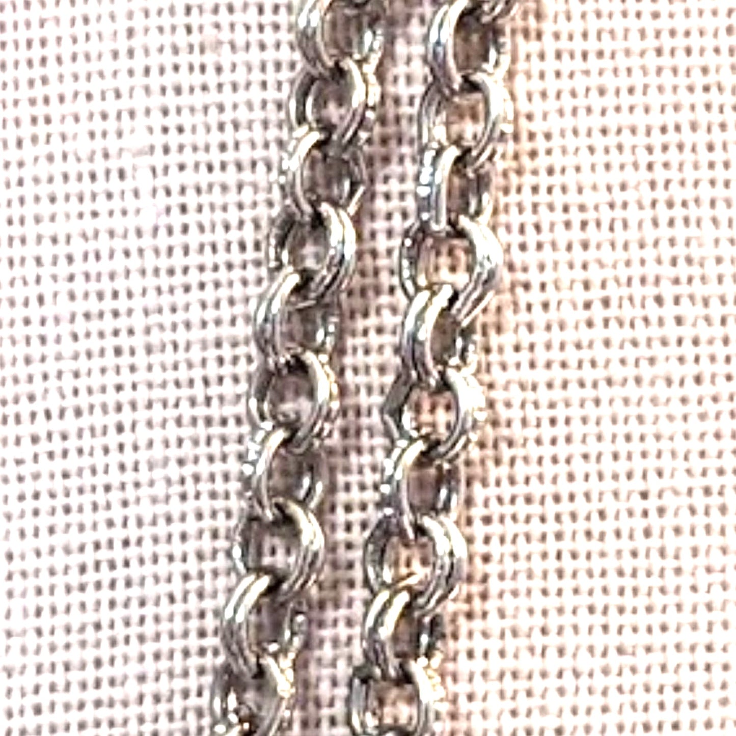 Vintage Long Etched Double Rolo Chain Silver Tone 54" Necklace