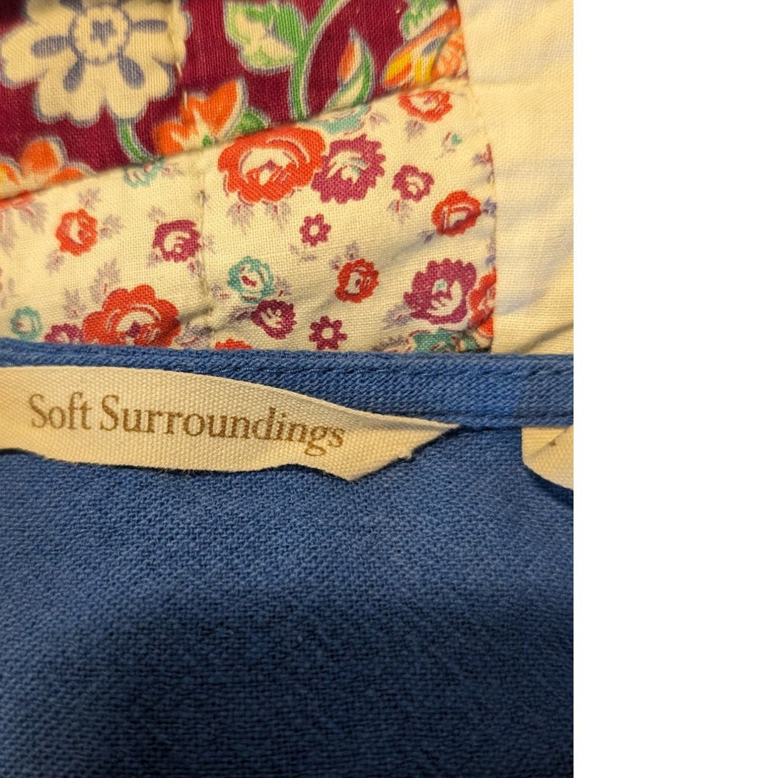 Soft Surroundings Blue Relaxed 100% Cotton Pullover Top Women's Sz PM